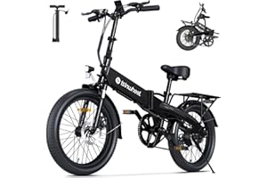 isinwheel U5 Pro E Bike for Adults Electric Bike with Front Suspension, 48V 500W Folding Ebikes for Adults, Aluminum Frame, 7 Speed Gear, 20mph Foldable Electric Bicycles, 20" Fat Tire Ebike