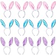 XIMISHOP 12pcs Bunny ears, Plush Bunny Rabbit Ear Headband Hairband for Woman Kids for Easter Party Favor(11.81inch length)