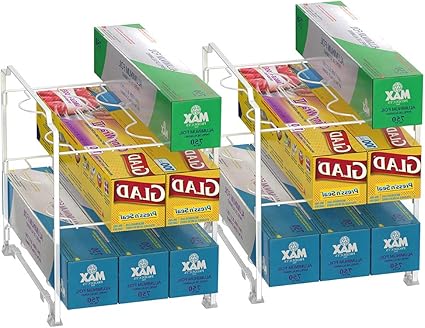 Amazon キッチンラップオーガナイザーラック 2パック 積み重ね可能 壁ドアマウント キッチンラップオーガナイザーラック ホワイト Nex キッチン収納 Amazon キッチンラップオーガナイザーラック 2パック 積み重ね可能 壁ドアマウント キッチンラップオーガナイザーラック ホワイト Nex キッチン収納
