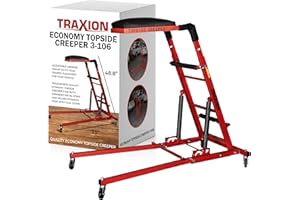 Traxion New Quality Economy Topside Creeper 3-106 with expanded Metal Steps and Velcro Stomach Pads with Tool Loops