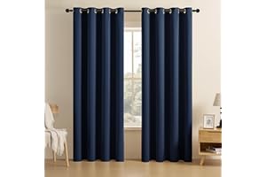 CUCRAF Navy Blue Blackout Curtains 84 inch Length 2 Panels Set, Room Darkening Drapes for Living Room Bedroom, Thermal Insulated Light Blocking Grommet Window Curtain (W52 x L84 Inch)