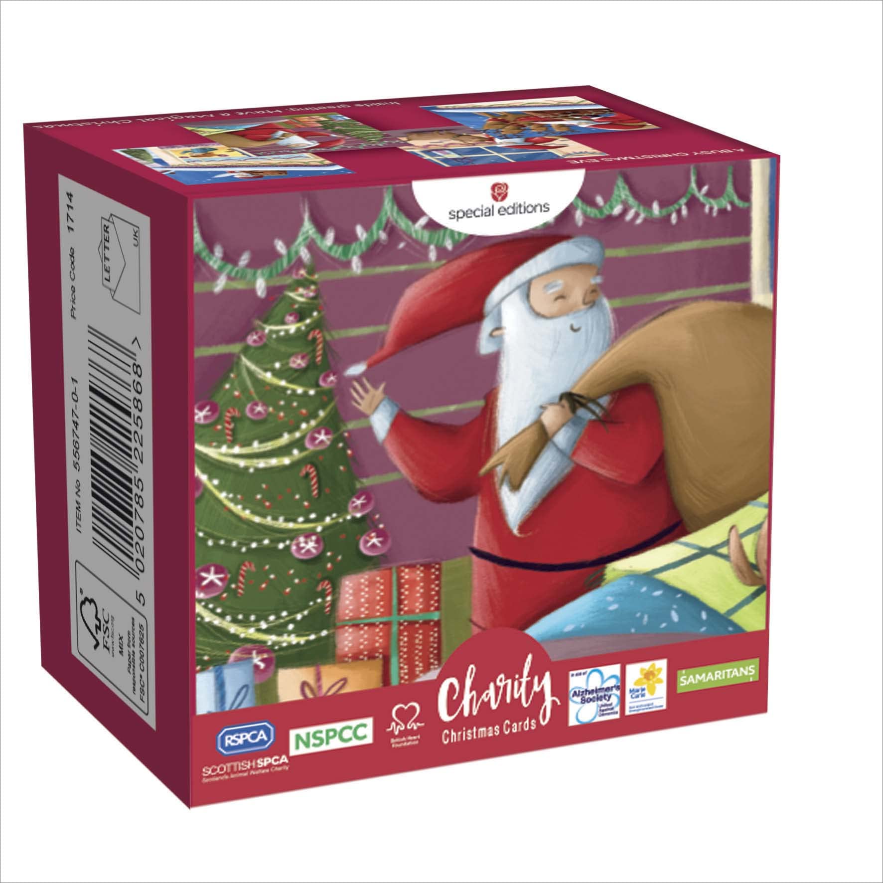 Box of 30 Assorted Busy Santa Mini Multiple Charity Christmas Cards In 4 Designs 556747