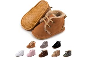 Zoolar Baby Unisex Warm Snow Boots Newborn Leather Fur Lace Up Ankle Anti-Slip Rubber Texture Sole Toddler Prewalker Winter Crib Shoes