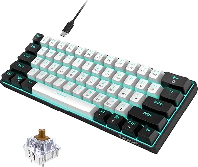 Snpurdiri 60% Mechanical Gaming Keyboard 61 Keys Blue LED Brown Switches
