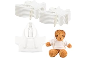 SWAKUTA 15 Pack Stuffed Bear White Hoodie Bulk Sublimation Blank Teddy Bear Toy Shirts Stuffed Animal White Basic Clothes Hoodie for 15 Inch Stuffed Bears Dolls DIY