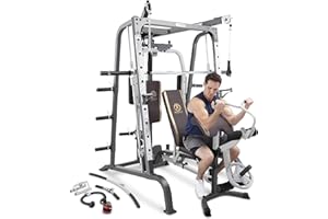 MARCY Pro Smith Cage Workout Machine Full Body Training Home Gym Equipment System with Leg Developer, Press Bar, PEC Deck, an