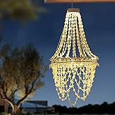 Solar Hanging Acrylic Crystal Chandelier Outdoor Garden Decorative Lights Powerful Lithium Battery 54 Warm LEDs Easy Hanging Waterproof Outdoor Lantern for Valentine Garden Gazebo, Party, Wedding,Tree