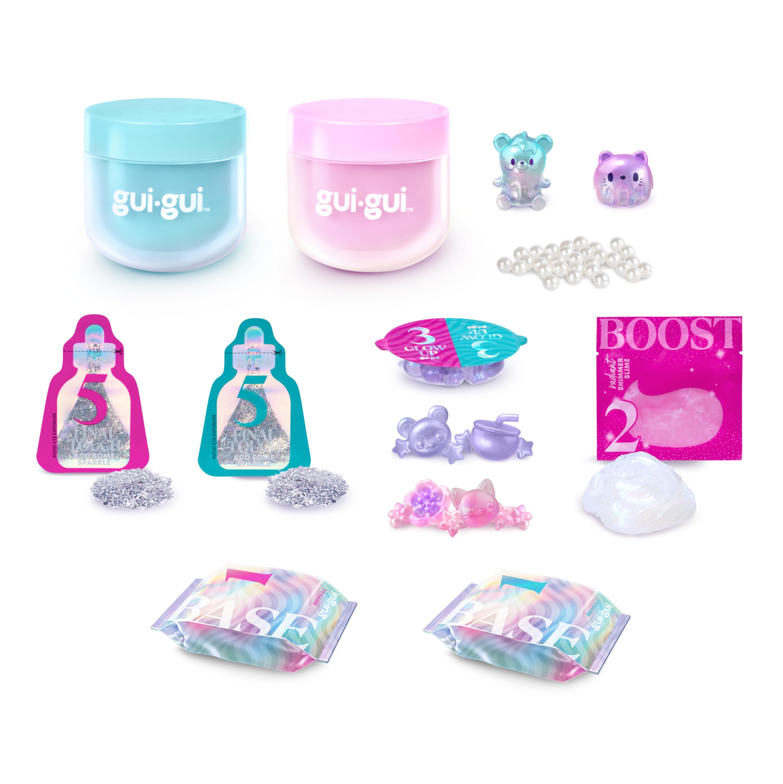 Gui Gui Slime Kit - Scented Shimmer Deluxe Duo Pack with 2 Iridescent Slimes, 5 Step DIY Process to Customize Your Ultimate Slime Glow-Up, Resealable and Reusable Container, ASMR Experience
