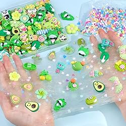 100Pcs Green Slime Charms Assorted Cute Decoden