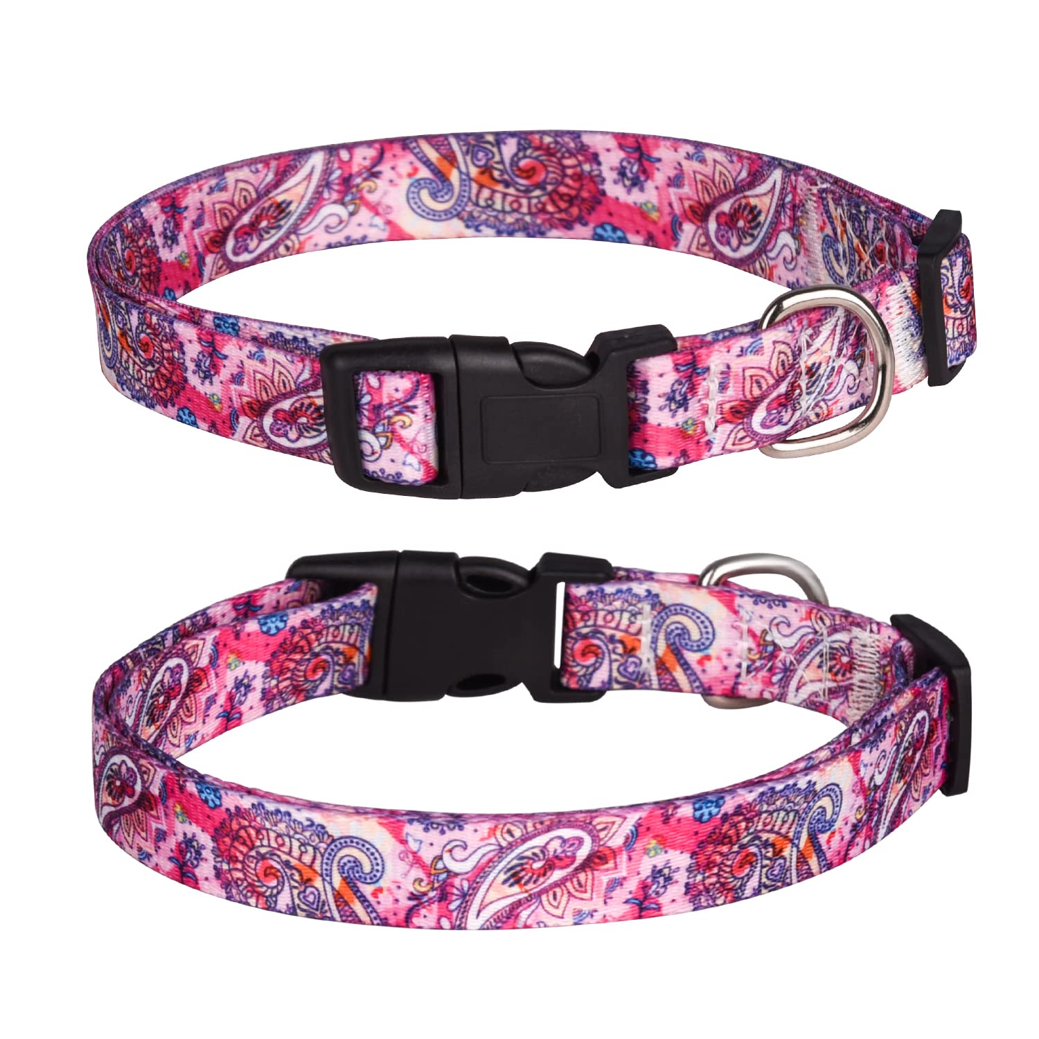 haoyueer Dog Collar for Small Medium Large Dogs, Cute Girl Dog Pet Collar Soft Adjustable Fancy Floral Girl Puppy Dog Collars (XL:43-71CM, Pink)