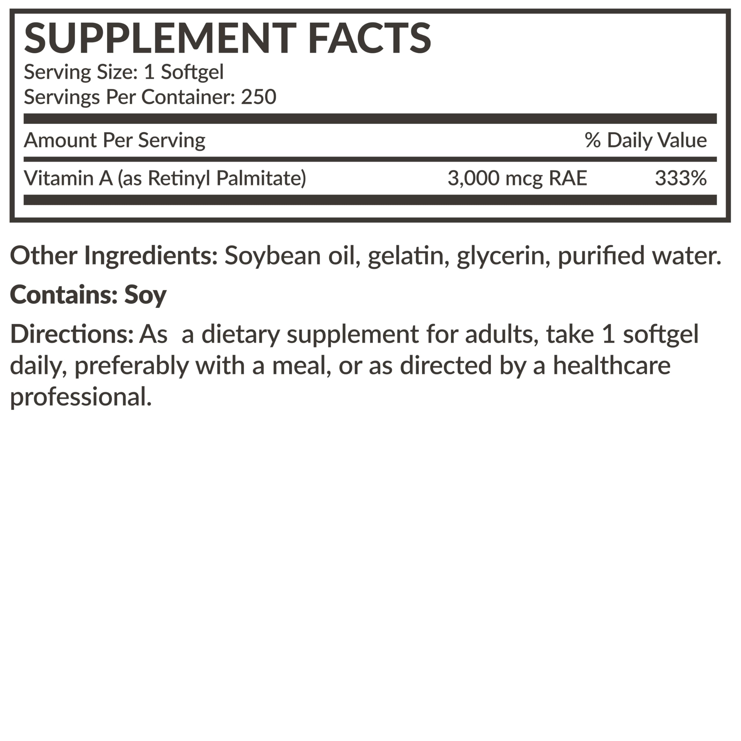 Futurebiotics Vitamin A 10,000 IU Premium Non-GMO Formula Supports Healthy Vision & Immune System and Healthy Growth & Reproduction, 250 Softgels