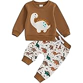 Toddler Baby Boy Fall Clothes Long Sleeve Dinosaur/Bear Print Sweatshirt Pants Set Cute Infant 0-3T Winter Outfits