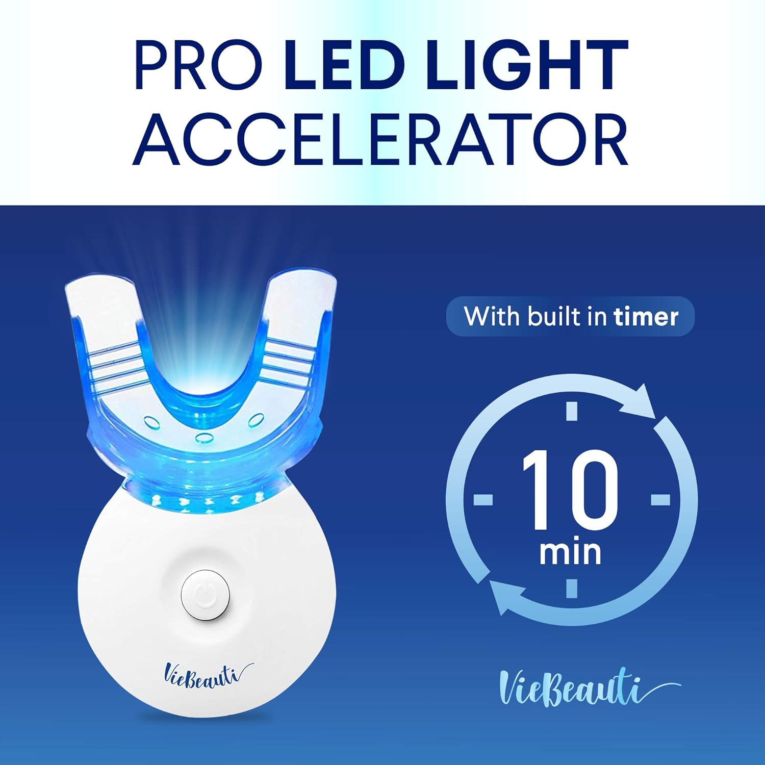 VieBeauti Teeth Whitening Kit - 5X LED Light Tooth Whitener with 35% Carbamide Peroxide, Mouth Trays, Remineralizing Gel and Tray Case - Built-In 10 Minute Timer Restores Your Gleaming White Smile: Beauty