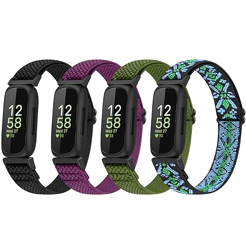 Pack Bands Compatible with Fitbit Inspire 3/Inspire 2/Inspire/Inspire  HR/Ace 3/Ace Band, Elastic Adjustable Nylon Loop Straps Replacement Sport 