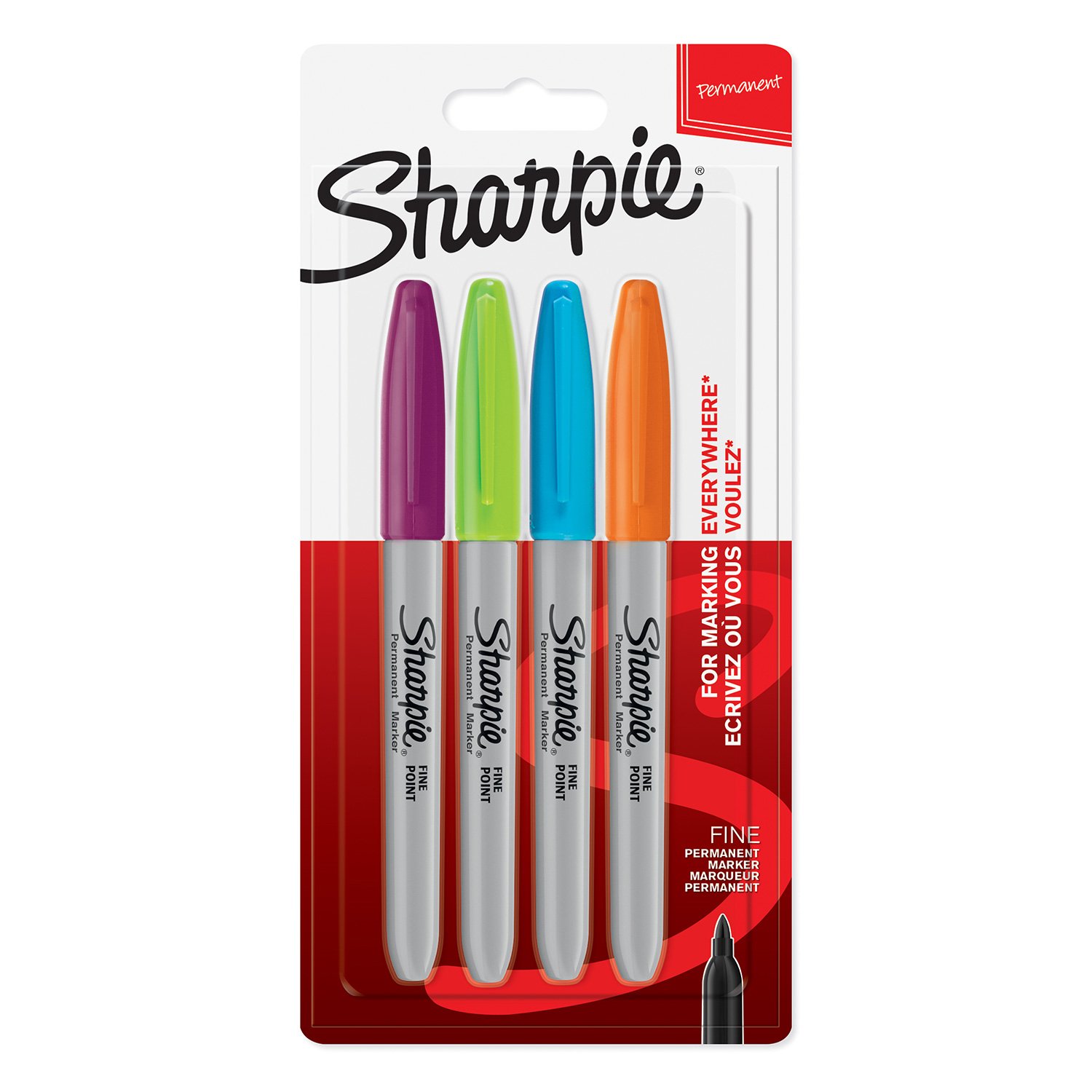 Sharpie Fine Tip "Fun" Permanent Marker - Assorted Colours (Pack of 4)