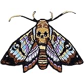 Death Head Moth Gothic Skull Punk Patch, Embroidered Patch Applique Iron-on/Sew-on Badge Funny Patches for Clothing, Jeans, Backpacks, Hats, Bags, Jackets, DIY Accessories &amp; Crafts