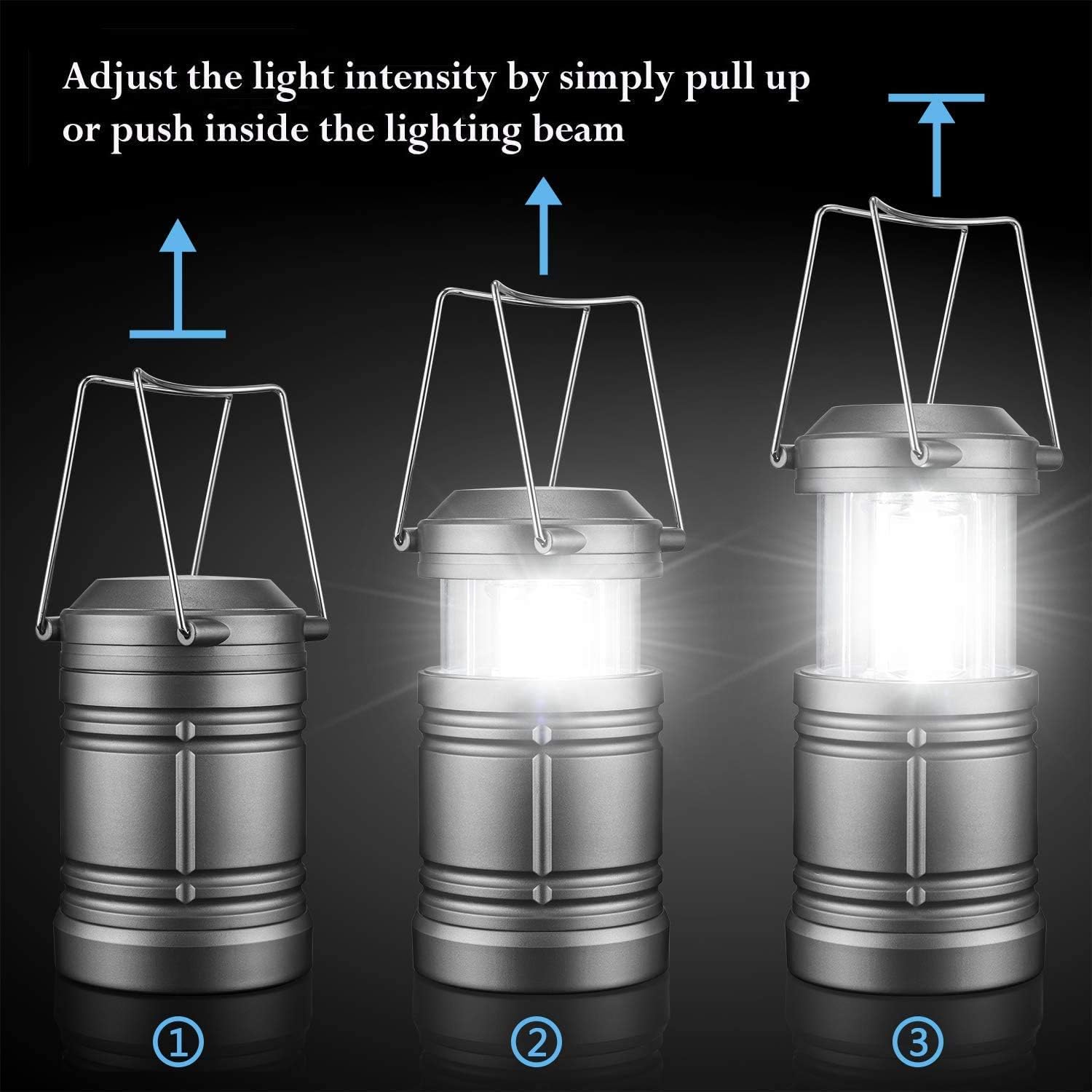 LETMY 2 Pack Camping Lantern with 6 AA Batteries - Magnetic Base - New COB LED Technology Emits 500 Lumens - Collapsible, Waterproof, Shockproof LED Lantern for Emergency, Hurricane, Storms, Outage: Home Improvement