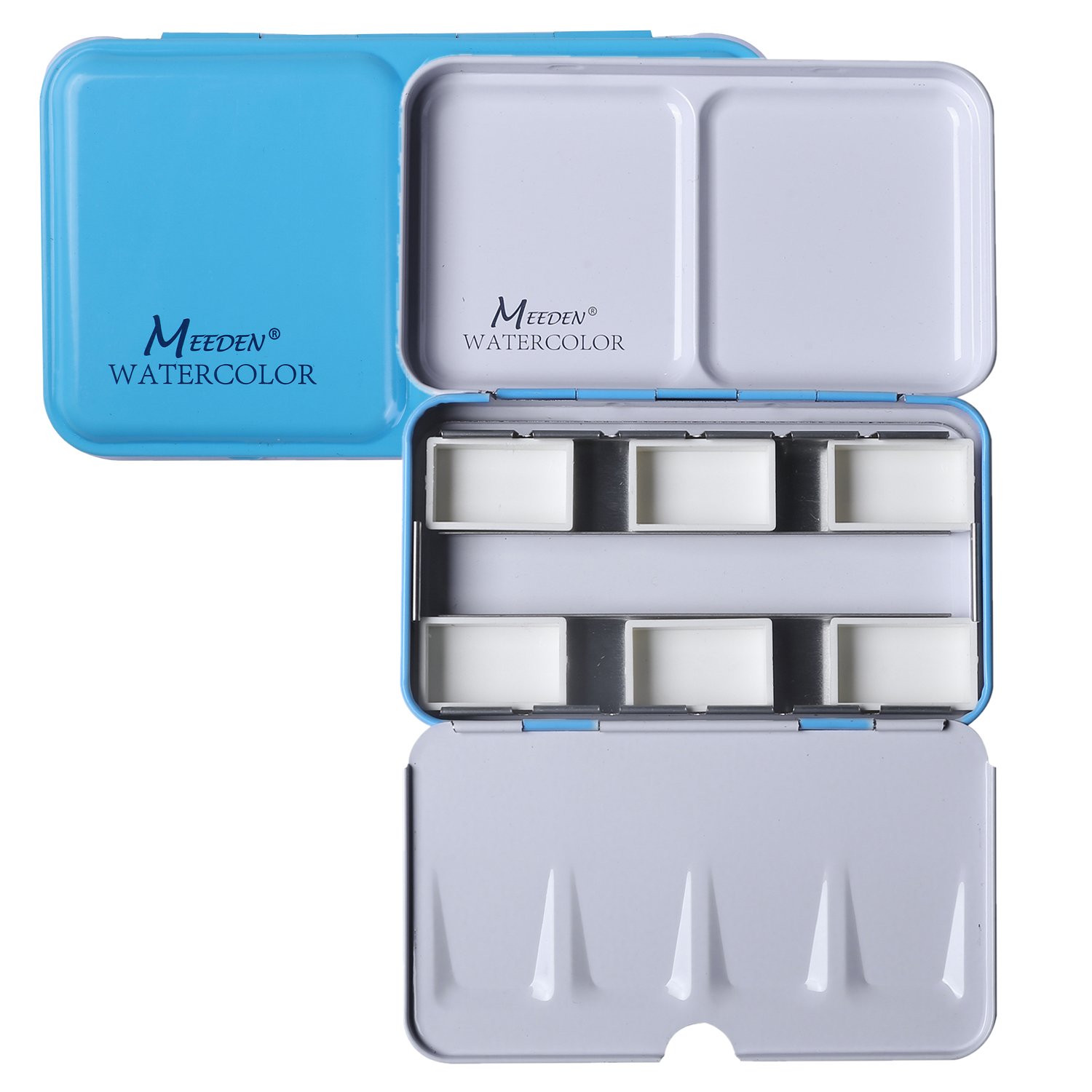MEEDEN Empty Watercolor Tins Box Palette Paint Case Medium Blue Tin