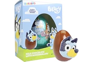 Galerie Milk Chocolate Bluey Easter Egg with Marshmallow Inside, Gift Basket Stuffer Treat, 2.12 Ounces
