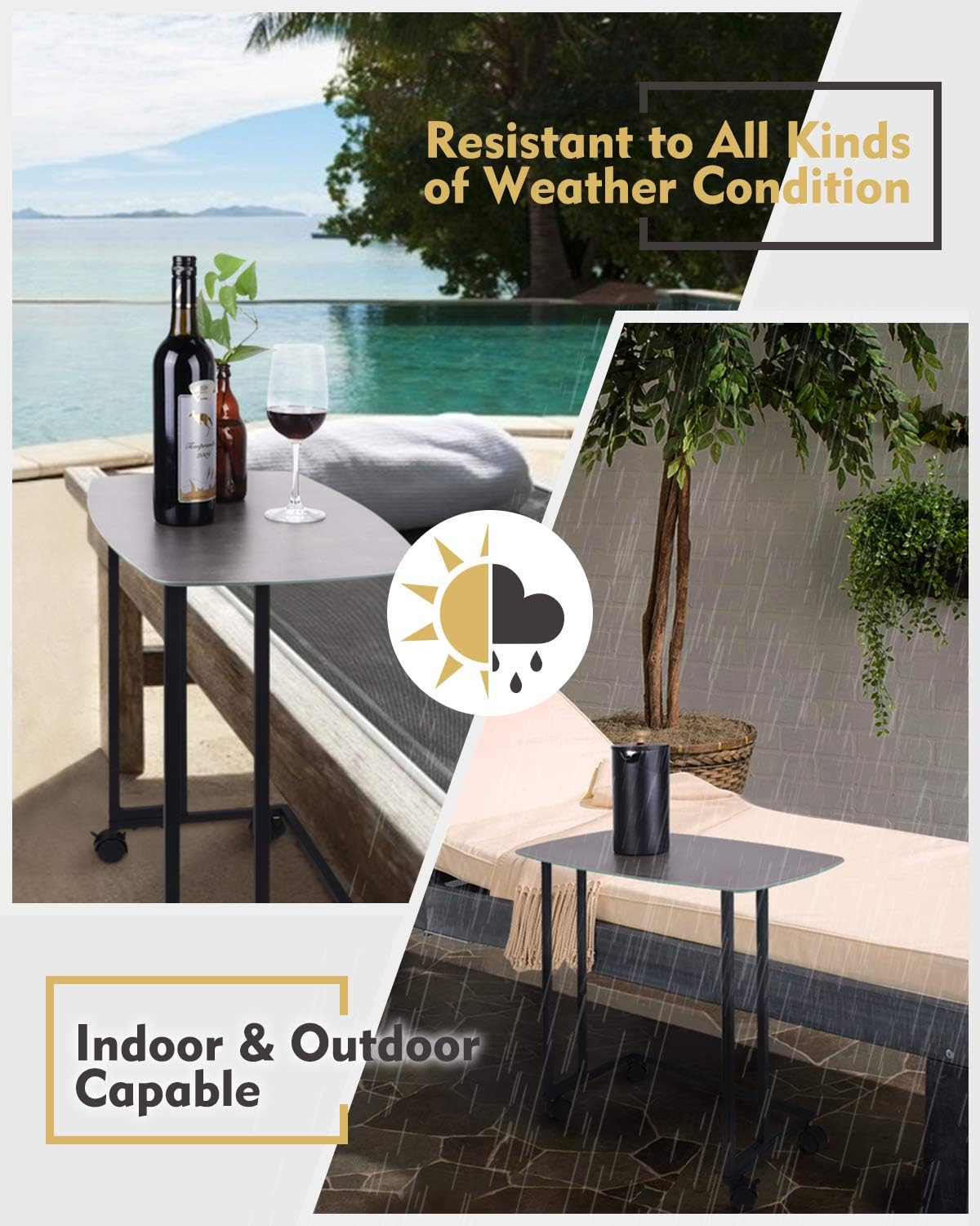 replacement glass for martha stewart patio tables on Et220b Wd Couch Table Moncot Side Table Weatherproof Outdoor Indoor Rectangle Coffee Table Patio And Home Office For Living Room Wood Finish Top Modern Rolling C Shaped End Table With Wheels Side