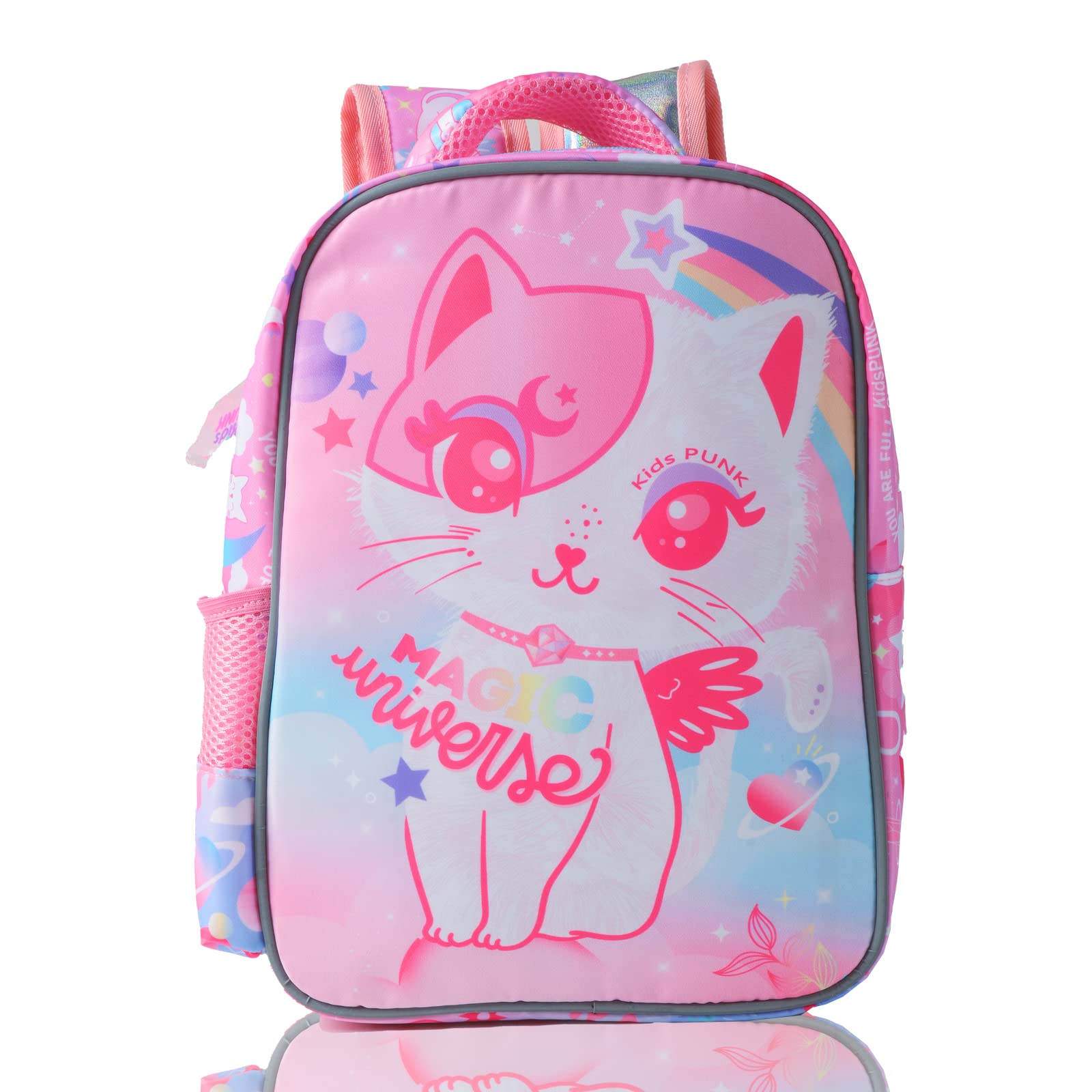 12 Inch Preschool Girls Backpack Cute Pink Cat Purple Kindergarten Bookbag for Girls Lightweight and Comfortable Toddler Backpack for Kids Bakcpack for Kindergarten Preschool