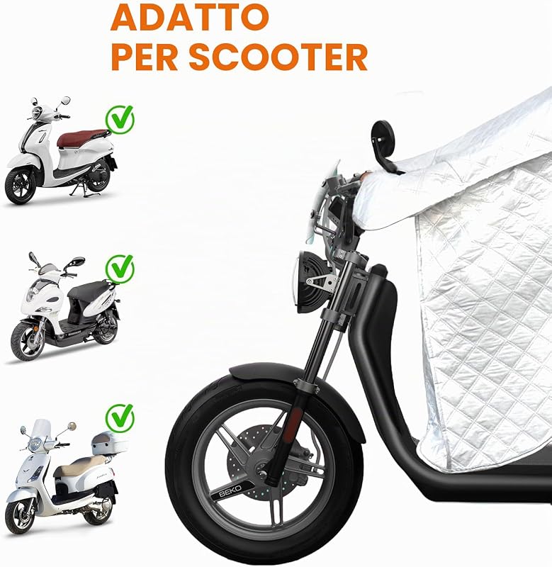 Coprigambe per Scooter Parasole Estivo - Coperta per Scooter Impermeabile con Strisce Riflettenti Universale per Veicoli a Due Ruote a Pedale Argento