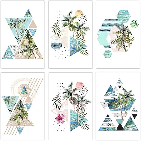 Ensemble De 6 Affiches Uniques Sur Le Theme De La Plage Pour La