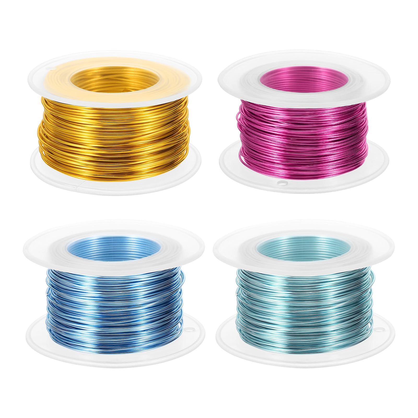 PATIKIL 18 Gauge 1mm Aluminum Craft Wire, 98.4Ft 4 Roll Metal Wire Armature Bendable Wire for Jewelry Making Metal Wrap DIY, Steel Blue/Dark Pink/Light Blue/Yellow