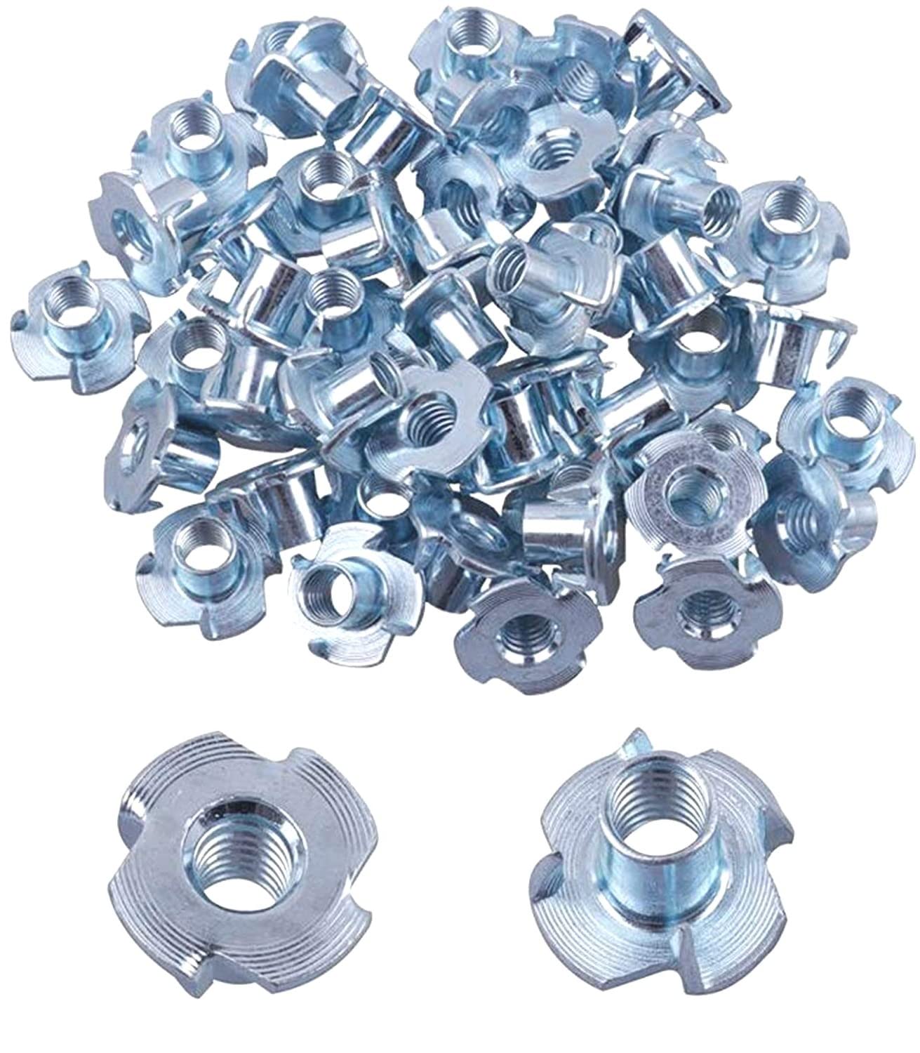 TERF® M10 (10mm) X 13mm Steel 4 - Pronged Tee Nut Four Pronged T Nut Use For Carpenter Woodworking Furniture Craft Rock Climbing Hold DIY and Multi Purpose Use - Pack of 10