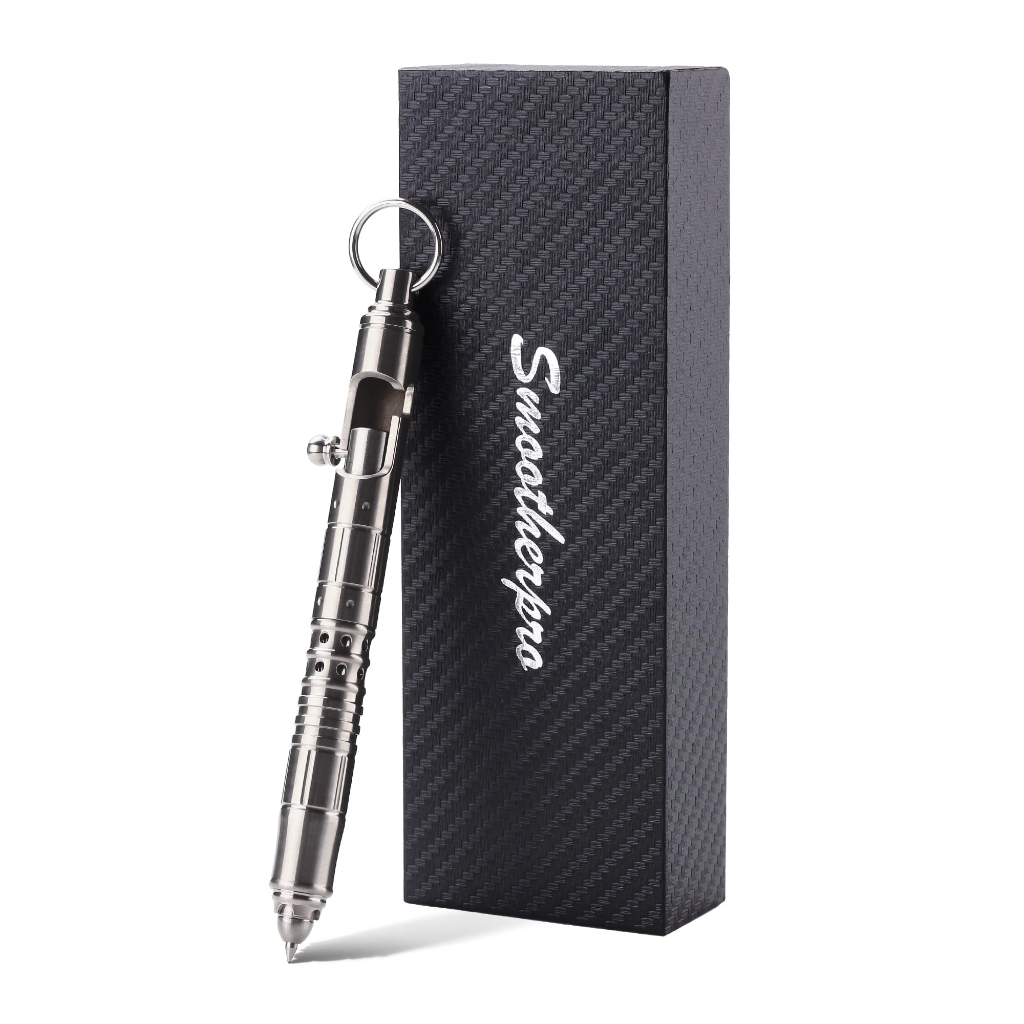 SMOOTHERPRO Titanium Bolt Action Pen | Retractable Ballpoint Pen | Compatible with Parker Refill | Heavy Duty Hollow Design for Tremor Parkinson Arthritic | Color Natural (HTP01)