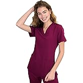 Green Town Scrubs for Women - 4 Pocket V-Neck Scrub Top, Stretch Fabric, Easy Care Uniforms