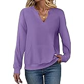 EADINVE Womens V Neck Sweatshirts with Pockets Fleece Pullover Casual Loose Fit Long Sleeve Tops Fall Clothes 2025