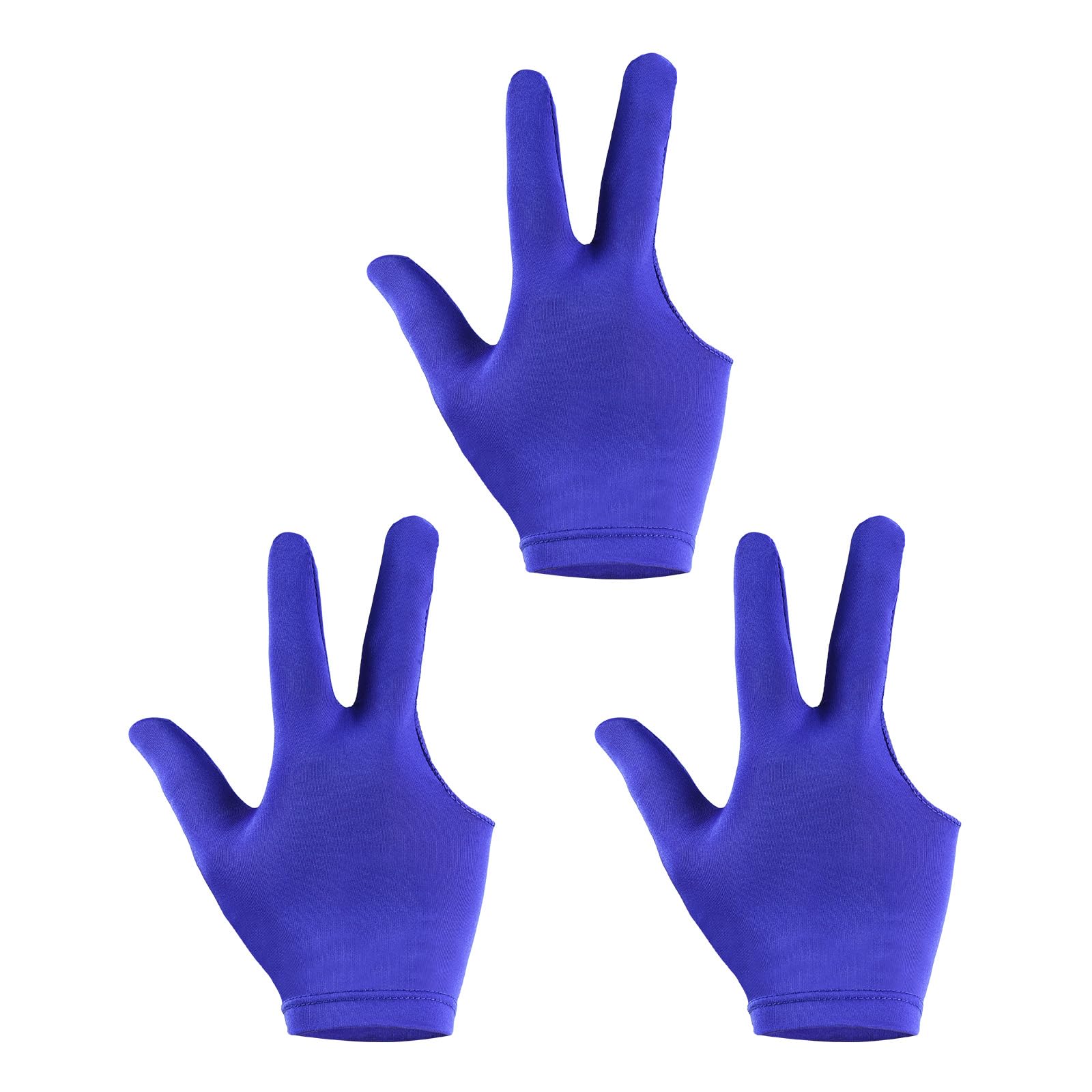PATIKIL 3 Fingers Pool Gloves, 3 Pack Billiard Gloves Left & Right Hand Show Gloves Pool Cue Glove for Shooter Carom Pool Snooker Cue Sport, Blue
