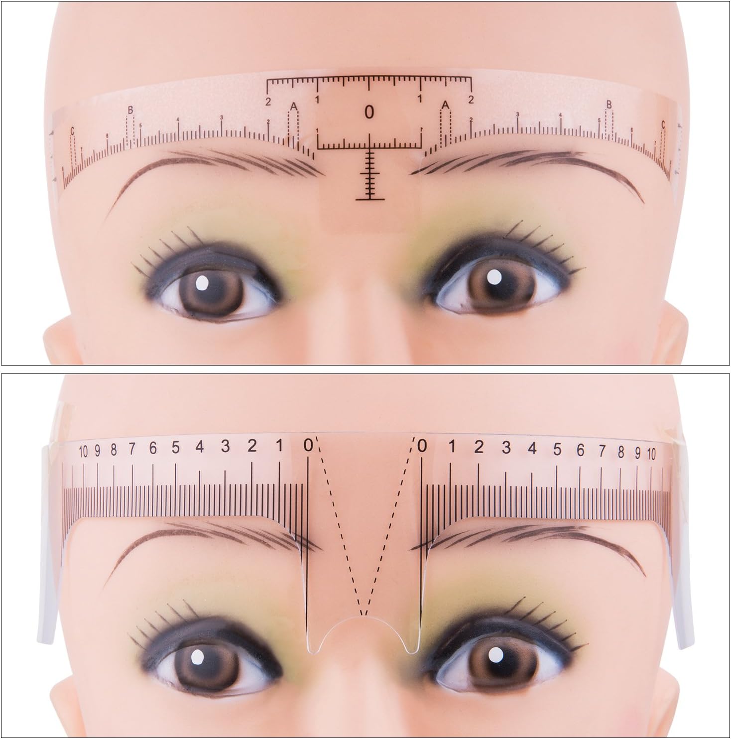 Sticker Brow Ruler 100 Pieces Disposable Eyebrow Ruler Sticker with 1 Piece Reusable ...