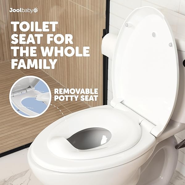 QUICK FLIP TOILET SEAT WITH BUILT-IN POTTY & SPLASH GUARD FOR TODDLER TRAINING, SLOW CLOSE – JOOL BABY (ELONGATED)