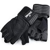 Spalding - Gym Gloves, Workout Gloves with Foam Padded Palm for Grip, Lightweight Breathable, One Size Fitness Training Gloves for Weightlifting Exercise (Black)