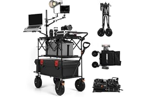 TARION Video Production Camera Cart: Foldable Cart for Photographer Quick Release with 360° Swivel Wheels for Film Studio Stage Lighting Storage Digital Tech Cart Payload up to 44lb Titanrig Cart
