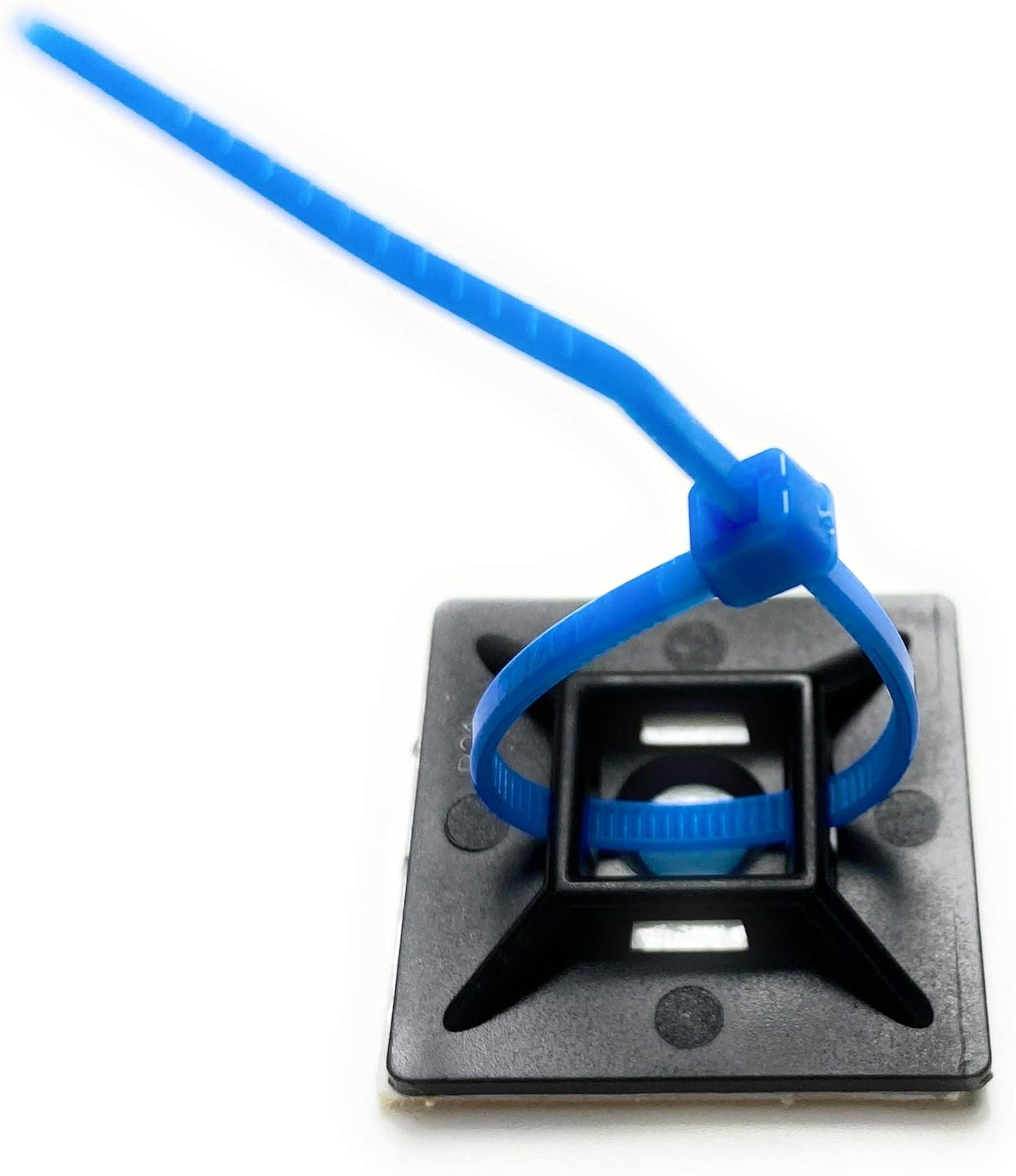 Black Cable Ties Bases Self Adhesive 4 Way Fixing Mounts Fast Tidy Up Cables (50, 28x28mm) - Image 4