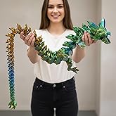48.82inch Super Large 3D Printed Crystal Dragon,Movable mouth,Flexible Joint Animal lacertid Figurines, Home Office Decor,Fidget Toy for Adults Teens Boy Festival Gifts ,Executive Desk Toy (GREEN)