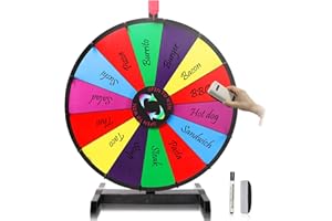 Hooomyai 18" Tabletop Spinning Prize Wheel 14 Slots with Durable Base Stand, Spin Wheel for Prizes Dry Erase Fortune Wheel with Dry Erase Markers and Eraser for Carnival Trade Show Party