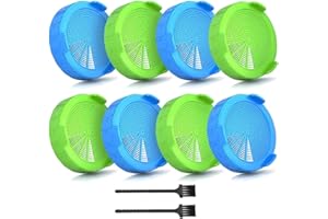 8 Pack Plastic Mason Sprouting Lids with 2 Cleaning Brush, Easy Rinse and Drain Sprouting Kit for Wide Mouth Mason Jars, Spro