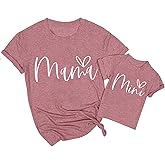 Mama and Mini Shirts Cute Love Heart Graphic Tshirt Mommy and Me Matching Tees Tops Mom and Baby Matching Outfits