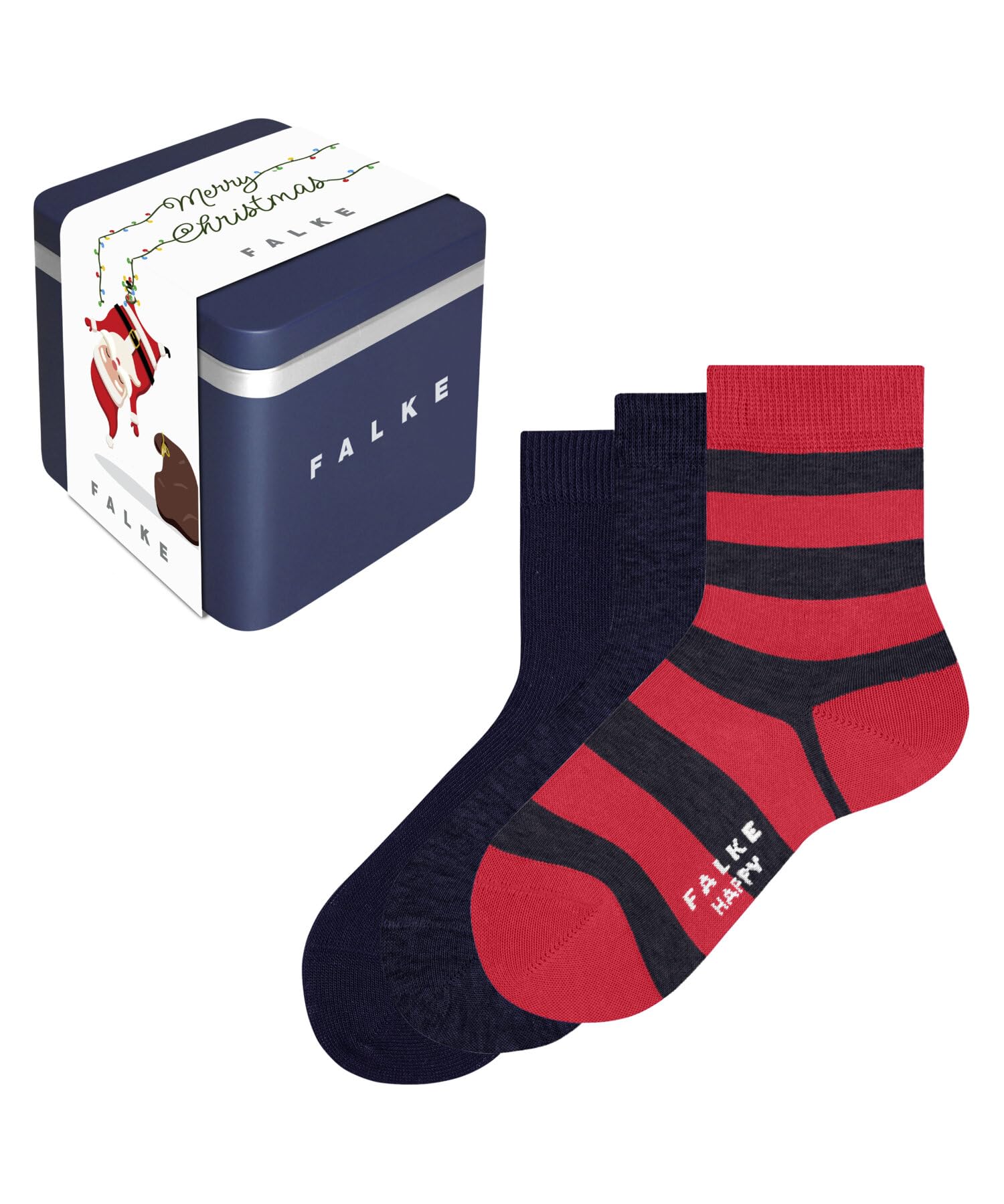 FALKE Unisex Kinder Socken Happy Triple Pack Giftbox K So Baumwolle gemustert 3 Paar, Mehrfarbig Blue Red Mix 0019, 31-34