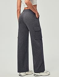 IUGA Fleece Cargo Sweatpants for Women Wide Leg