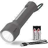 Energizer S-600 LED Flashlight Rechargeable Solar and AA Battery Power Options, Super Bright IPX4 Water Resistant Flashlights High Lumens for Emergencies, Outdoors, DIY