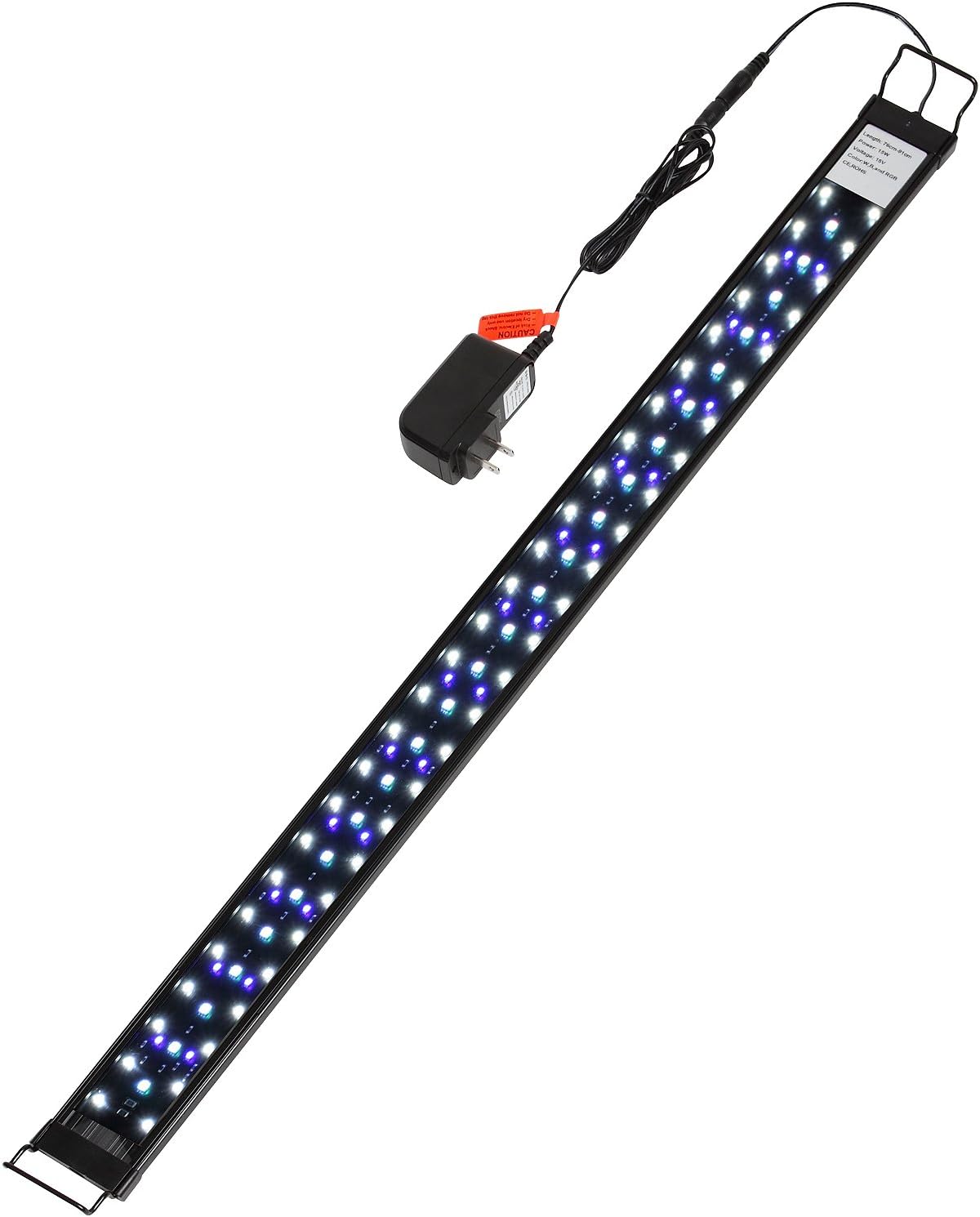 heneng LED Aquarium Light 30-36Inch with Extendable Bracket Fish Tank Strip Light Bar 20W, 100 LEDs Blue, White and Yellow
