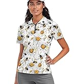 Nxidvxne Women's Short Sleeve Golf Shirt for 2025 Trendy Zip Polo Shirt Womens Plus Size Tops