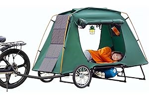 SHIWAGIN Jagahaha electric Bike Camper Trailer Tent - Folding Waterproof E bike Camper with 16” Off-Road Wheels, PU2000mm, Quick 2 Min Setup, Elevated Sleep with Mosquito Net – Ideal for E-Bike Camping & Cargo