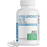 Bronson Hyaluronic Acid 200 mg as Sodium Hyaluronate, 200 Capsules | Joint Health &amp; Skin Hydration Support, High Potency Formula, Vegetarian, Non-GMO, Gluten-Free &amp; Soy-Free