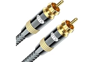EMK 15Ft RCA to RCA Subwoofer Cable - 24K Gold-Plated, Nylon Braided RCA Audio Cable, Double Shielded Digital Coaxial Cable for Premium Home Theater & Hi-Fi Systems